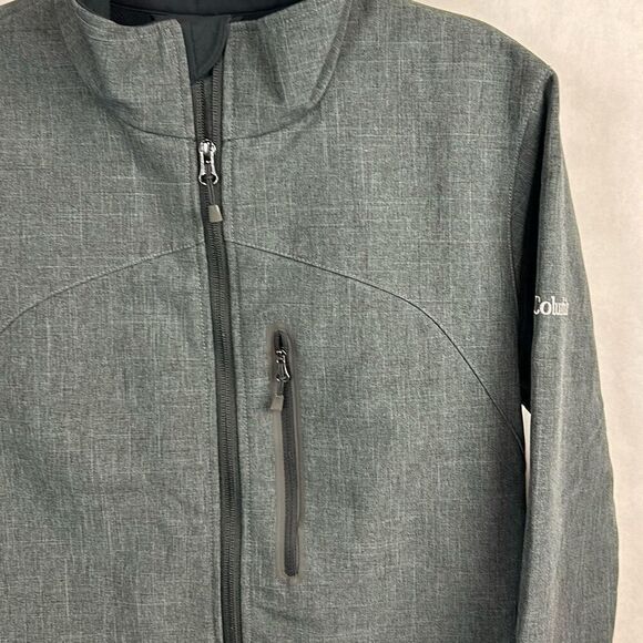 Columbia Mens Jacket Coat Gray Sz Medium Full Zip Softshell Front Hand Pockets - Picture 2 of 8